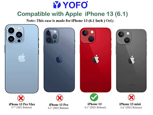 YOFO Electroplated Logo View Back Cover Case for Apple iPhone 13 [6.1] (Transparent|Chrome|TPU+Poly Carbonate)- Silver