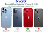 YOFO Electroplated Logo View Back Cover Case for Apple iPhone 13 [6.1] (Transparent|Chrome|TPU+Poly Carbonate)- BLACK