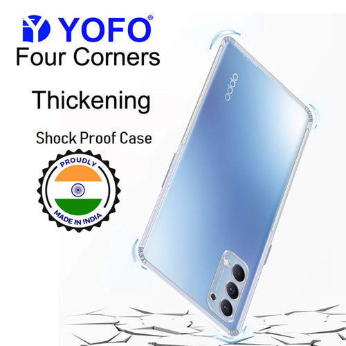 YOFO Silicon Back Cover for Oppo Reno 4 (Transparent) Camera Protection with Dust Plug