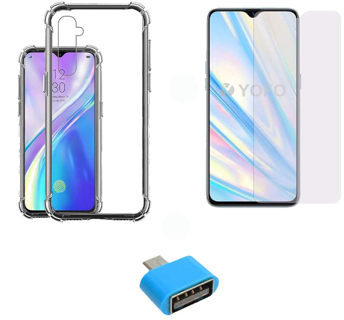 YOFO Combo for Realme XT Transparent Back Cover + Matte Screen Guard with Free OTG Adapter