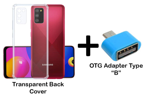 YOFO Silicon Transparent Back Cover for Samsung Galaxy M02s Shockproof Bumper Corner, Ultimate Protection with Free OTG Adapter