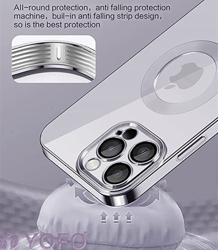 YOFO Electroplated Logo View Back Cover Case for Apple iPhone 13 Pro [6.1] (Transparent|Chrome|TPU+Poly Carbonate)- BLACK