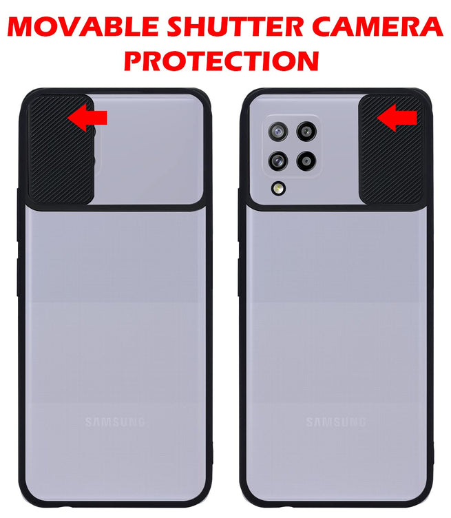 YOFO Camera Shutter Back Cover For Samsung Galaxy M42 (5G) With Mobile Stand