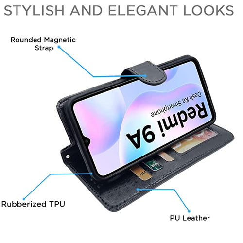 YOFO Flip Leather Magnetic Wallet Back Cover Case for Mi Redmi 9A / 9i