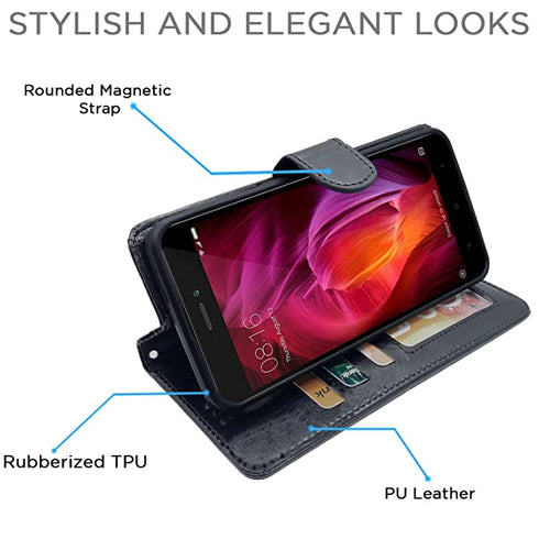 YOFO Flip Leather Magnetic Wallet Back Cover Case for Mi Redmi Note 4