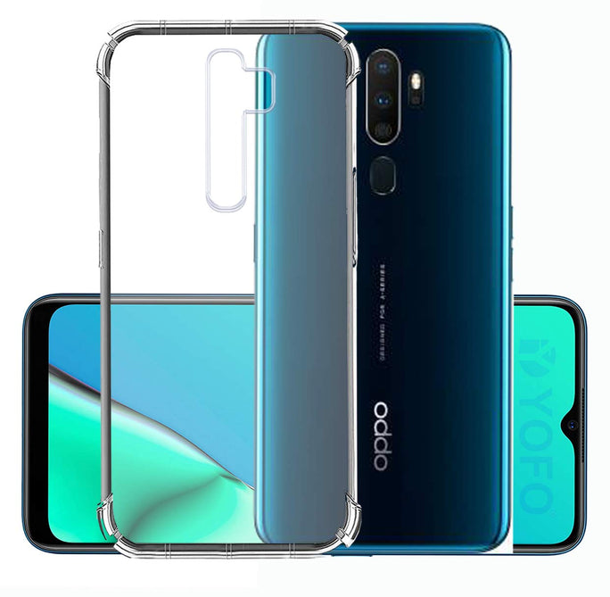 YOFO Rubber Back Cover Case for Oppo A9(2020) (Transparent) with Bumper Corner