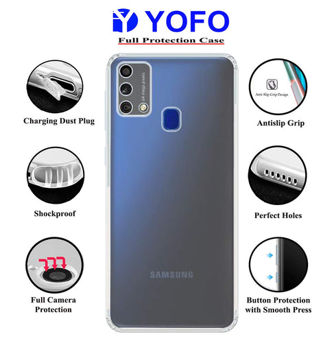 YOFO Silicon Transparent Back Cover for Samsung F41 - Camera Protection with Anti Dust Plug