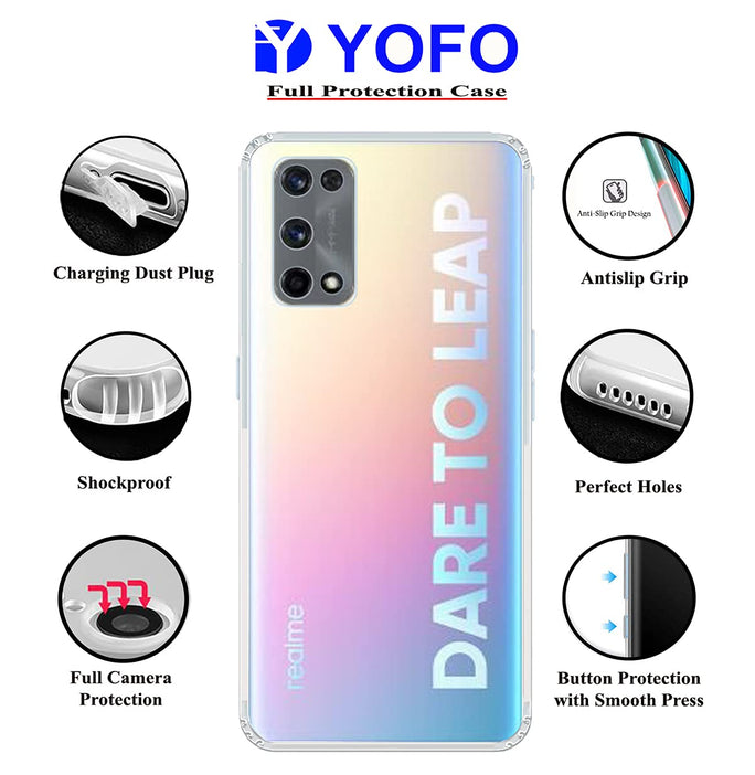 YOFO Back Cover for Realme X7 Pro (Flexible|Silicone|Transparent|Camera Protection|DustPlug)