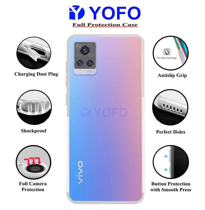 YOFO Silicon Transparent Back Cover for Vivo V20 (2021) / Vivo Y73 Camera Protection with Anti Dust Plug