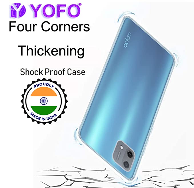 YOFO Back Cover for Oppo A16 E (Flexible|Silicone|Transparent|Dust Plug|Camera Protection)…