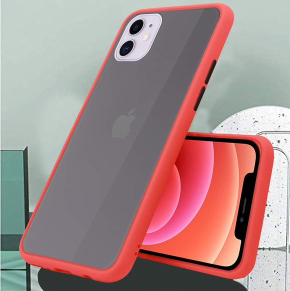YOFO Matte Finish Smoke Back Cover for Apple iPhone 12 Mini (5.4)-Red