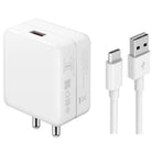 Realme Compatible SuperDart 65W Charger Adapter With Type "C" Data Cable - White