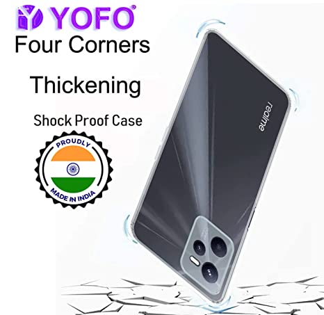 YOFO Back Cover for Realme C35 (Flexible|Silicone|Transparent|Dust Plug|Camera Protection)…