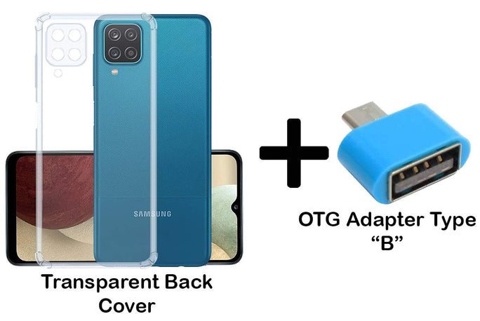 YOFO Silicon Transparent Back Cover for Samsung Galaxy A12 Shockproof Bumper Corner, Ultimate Protection with Free OTG Adapter