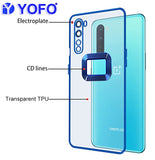 YOFO Electroplated Logo View Back Cover Case for OnePlus Nord (Transparent|Chrome|TPU+Poly Carbonate)- Blue