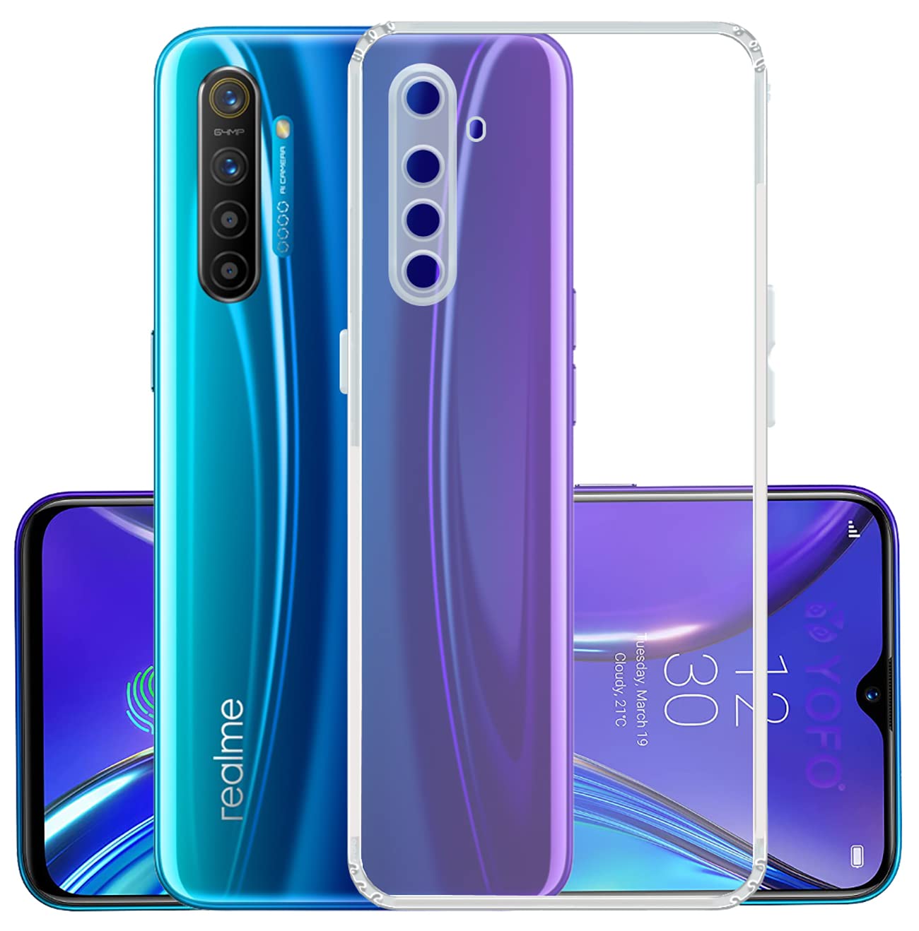 YOFO Back Cover for Realme XT X2 (Flexible|Silicone|Transparent|Dust Plug|Camera Protection)
