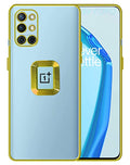 YOFO Electroplated Logo View Back Cover Case for OnePlus 9R / 8T (Transparent|Chrome|TPU+Poly Carbonate)- Gold