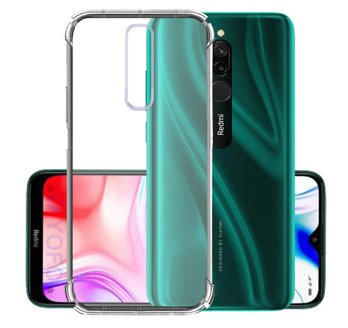 YOFO Rubber Back Cover Case for Mi Redmi 8 (Transparent) with Bumper Corner