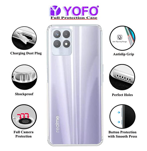 YOFO Back Cover for Realme 8i (Flexible|Silicone|Transparent|Dust Plug|Camera Protection)