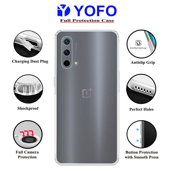 YOFO Back Cover for OnePlus Nord CE (5G) (Flexible|Silicone|Transparent|Camera Protection|DustPlug)