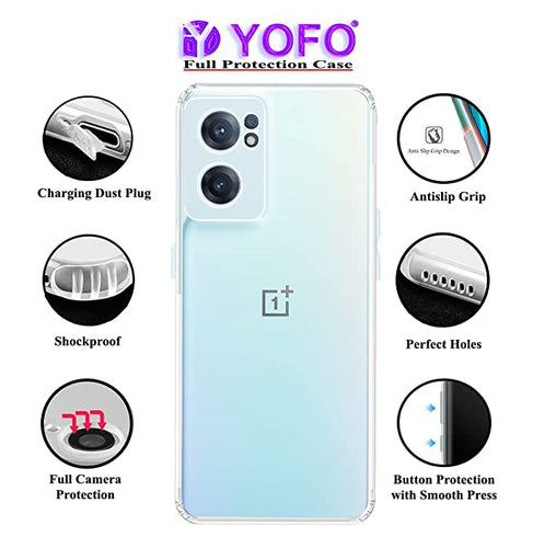 YOFO Back Cover for OnePlus Nord CE 2 (5G) (Flexible|Silicone|Transparent|Dust Plug|Camera Protection)…