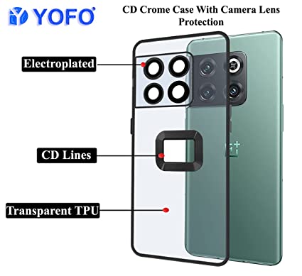 YOFO Electroplated Logo View Back Cover for OnePlus 10T (Transparent|Chrome|TPU+Polycarbonate)