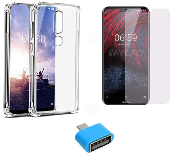 YOFO Combo for Nokia 6.1 Plus Transparent Back Cover + Matte Screen Guad with Free OTG Adapter