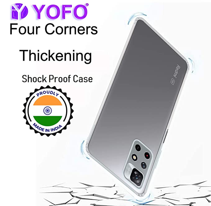 YOFO Back Cover for Mi Redmi Note 11T (5G) (Flexible|Silicone|Transparent|Dust Plug|Camera Protection)…
