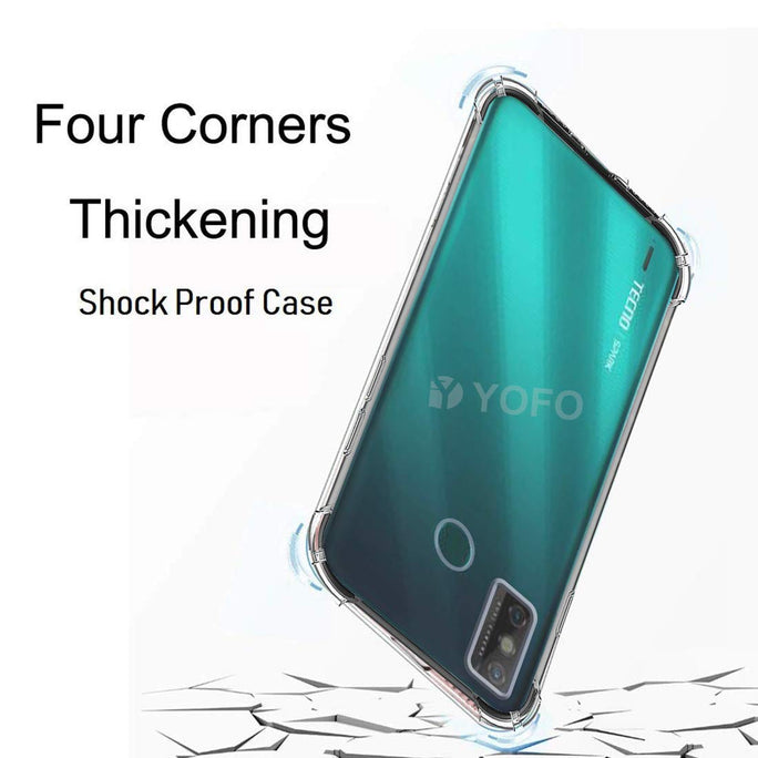 YOFO Rubber Back Cover Case for Techno Spark Go 2020 (Transparent) with Bumper Corner