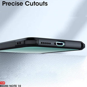 YOFO Mi Redmi Note 10 / Note 10s Clear Back Case, [Military Grade Protection] Shock Proof Slim Hybrid Bumper Cover (Black)