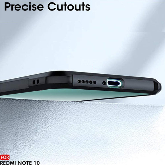 YOFO Mi Redmi Note 10 / Note 10s Clear Back Case, [Military Grade Protection] Shock Proof Slim Hybrid Bumper Cover (Black)