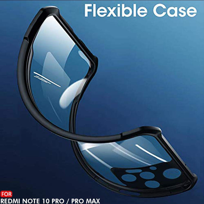 YOFO Mi Redmi Note 10 Pro / Note 10 Pro Max Clear Back Case, [Military Grade Protection] Shock Proof Slim Hybrid Bumper Cover (Black)