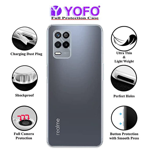 YOFO Back Cover for Realme 9 (5G) (Flexible|Silicone|Transparent|Dust Plug|Camera Protection)…
