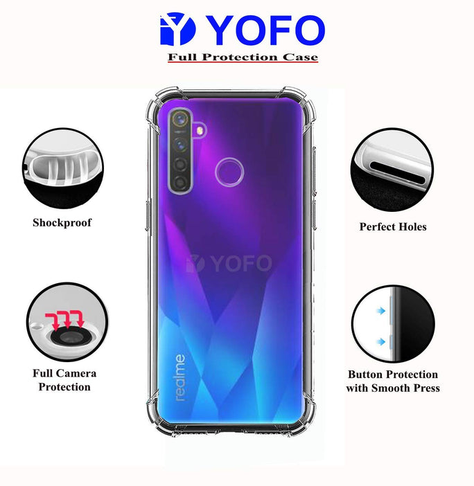 YOFO Combo for Realme 5 PRO Transparent Back Cover + Matte Screen Guard with Free OTG Adapter