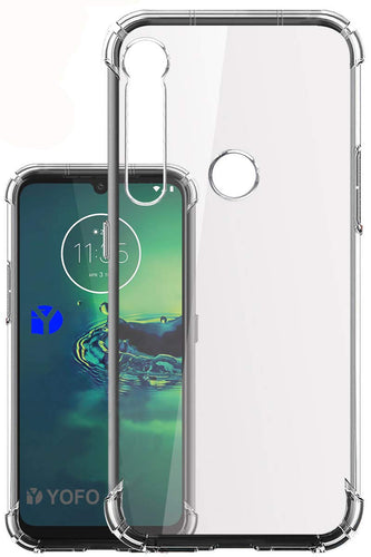 YOFO Rubber Shockproof Soft Transparent Back Cover for Moto G8+ (Plus) - (Transparent) Full Protection Case