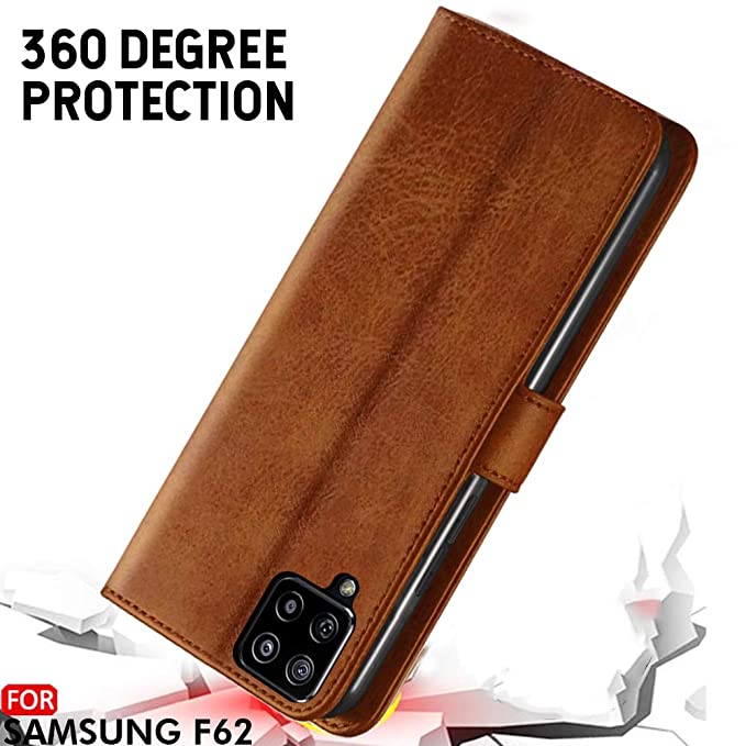 YOFO Samsung Galaxy F62  Leather Flip Cover Full Protective Wallet Case