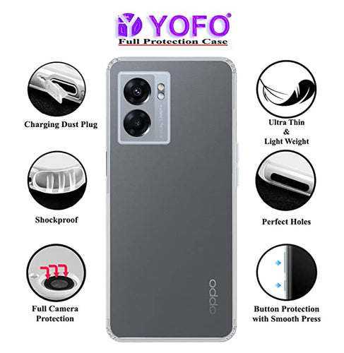 YOFO Back Cover for Oppo K10 (5G) (Flexible|Silicone|Transparent|Dust Plug|Camera Protection)…