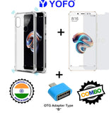 YOFO Combo for Mi Redmi Note 5 PRO Transparent Back Cover + Matte Screen Guard with Free OTG Adapter