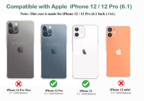 YOFO Back Cover for iPhone 12 , 12Pro (6.1) (Transparent) with Dust Plug & Camera Protection