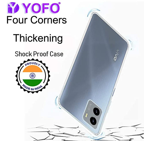 YOFO Back Cover for Vivo Y15s (Flexible|Silicone|Transparent|Dust Plug|Camera Protection)