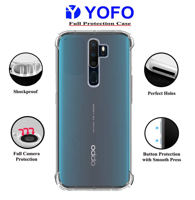 YOFO Rubber Back Cover Case for Oppo A9(2020) (Transparent) with Bumper Corner