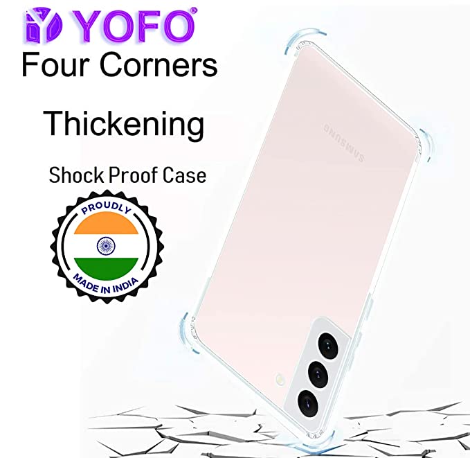 YOFO Back Cover for Samsung Galaxy S22 Plus (5G) (Flexible|Silicone|Transparent|Dust Plug|Camera Protection)