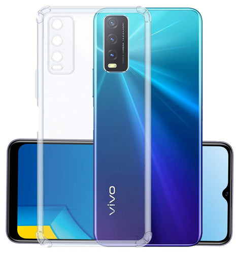YOFO Silicon Transparent Back Cover for Vivo Y20 / Vivo Y20A / Vivo Y20i / Vivo Y20G / Vivo Y12s Shockproof Bumper Corner, Ultimate Protection with Free OTG Adapter