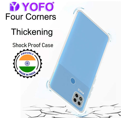 YOFO Back Cover for Poco C31 / Mi Redmi 9 (Flexible|Silicone|Transparent|Dust Plug|Camera Protection)