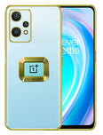 YOFO Electroplated Logo View Back Cover Case for OnePlus Nord CE-2 Lite (Transparent|Chrome|TPU+Poly Carbonate)- Gold
