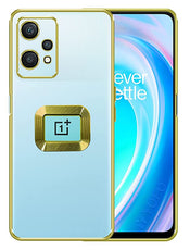 YOFO Electroplated Logo View Back Cover Case for OnePlus Nord CE-2 Lite (Transparent|Chrome|TPU+Poly Carbonate)- Gold