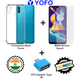 YOFO Combo for Samsung A11 / M11 Transparent Back Cover + Matte Screen Guard with Free OTG Adapter