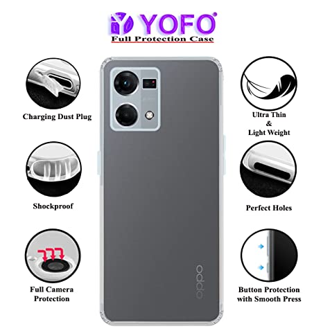YOFO Back Cover for Oppo F21 PRO (Flexible|Silicone|Transparent|Dust Plug|Camera Protection)
