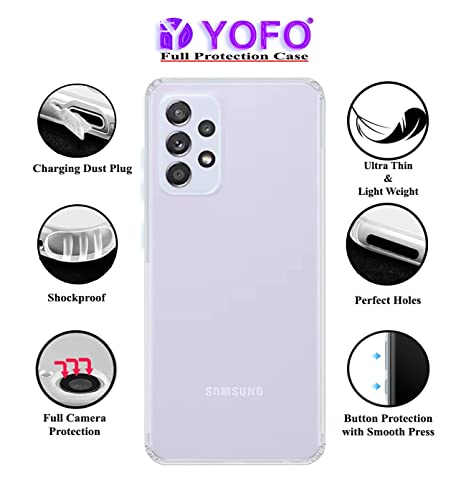 YOFO Back Cover for Samsung Galaxy A52 (Flexible|Silicone|Transparent|Dust Plug|Camera Protection)…