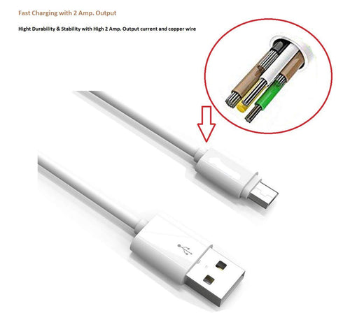 TENPLUS Micro USB Data Cable | Fast Charge/Fast Sync (White) TP-349 Compatible with All Smartphones - 1 M